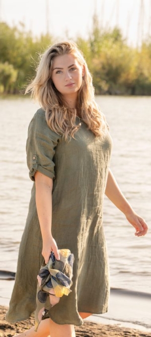 Linnen jurk licht grijs