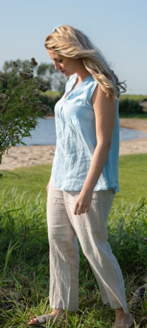 Linnen broek taupe