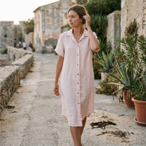 Linnen blouse lang rose