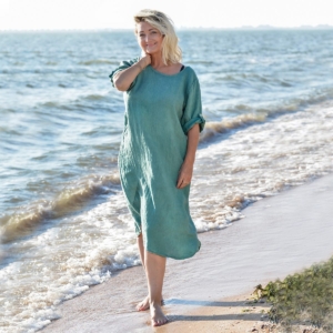 Linnen jurk licht blauw