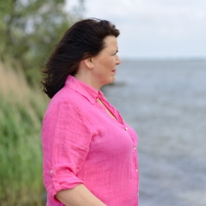 Linnen blouse lang plus maat beige