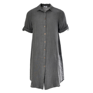 Linnen blouse lang plus maat grijs