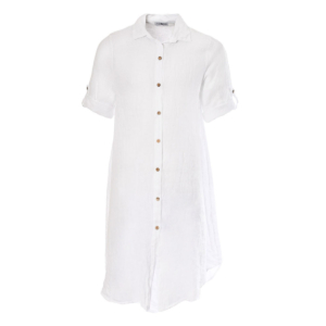 Linnen blouse lang plus maat wit