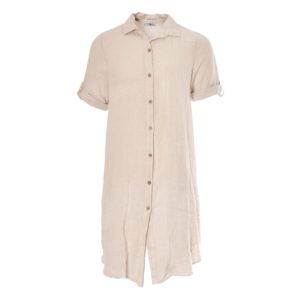 Linnen blouse lang plus maat beige