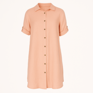 Linnen blouse lang plus maat zalm