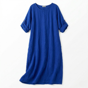 Linnen jurk plus maat kobalt