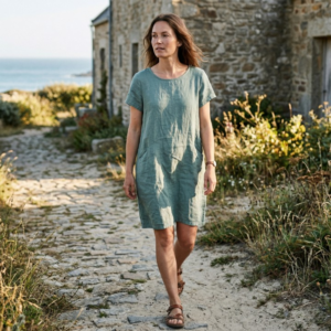 Linnen tuniek zeegroen