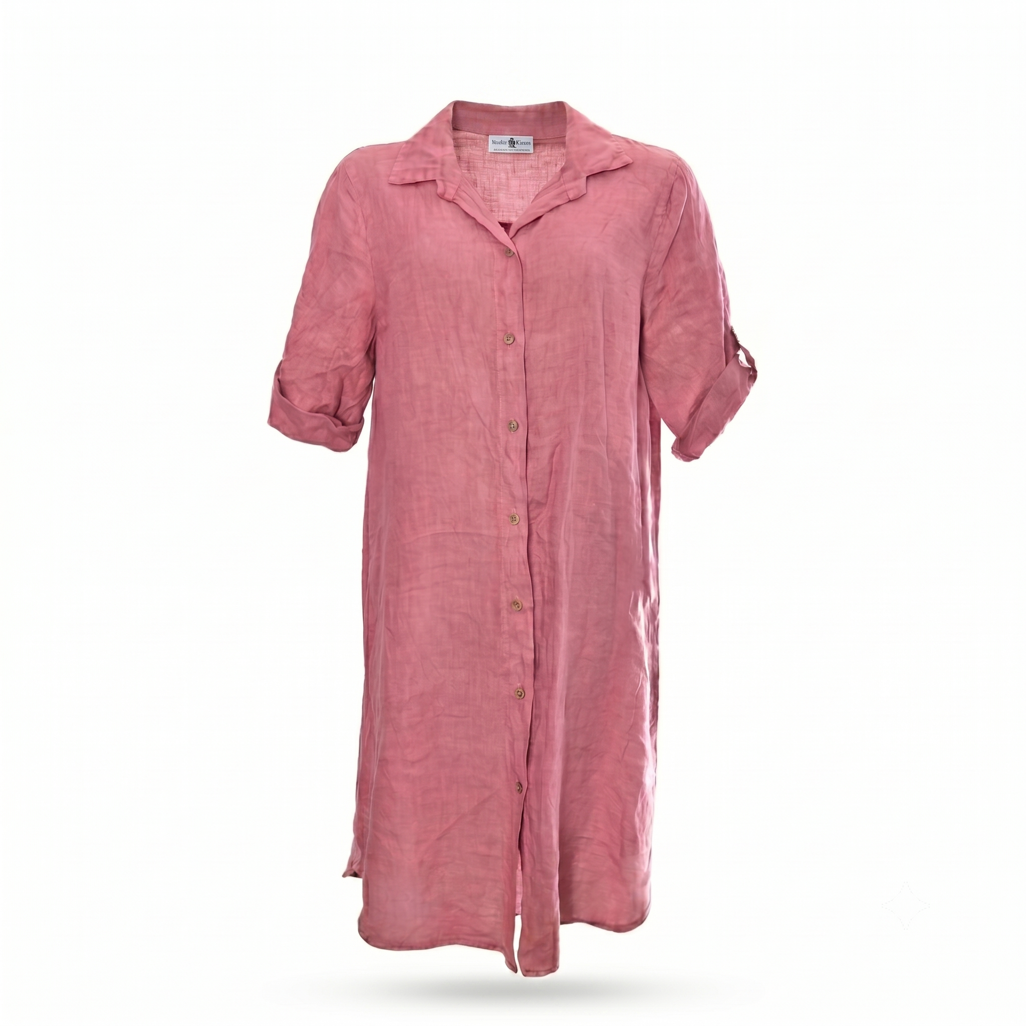 Linnen blouse lang met lange mouwen - Oud Rose