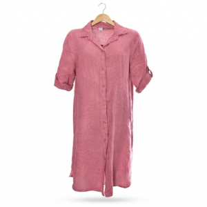 Linnen blouse lang met lange mouwen - Oud Rose