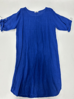 Linnen jurk plus maat kobalt