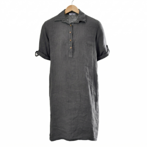 Linnen jurk met kraag – Donker Grijs