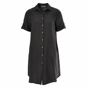 Linnen blouse lang plus maat zwart