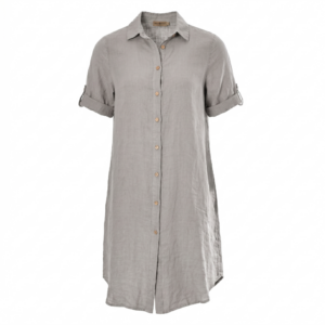 Linnen blouse lang plus maat licht grijs