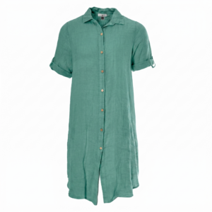 Linnen blouse lang lange mouw zeegroen